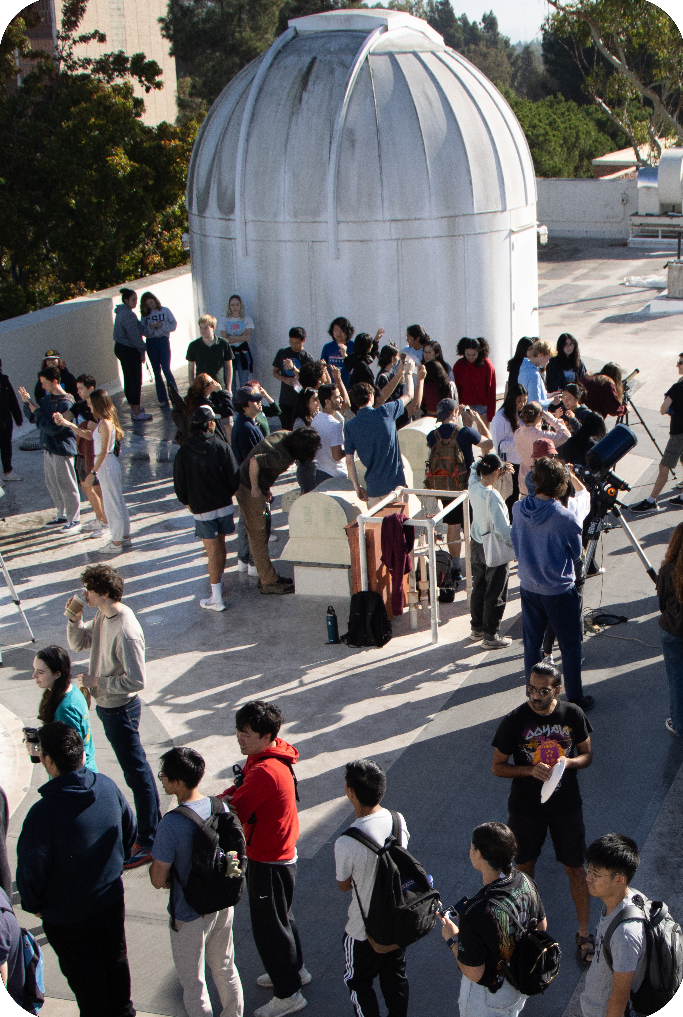 A crowd of students at one of our solar eclipse viewings